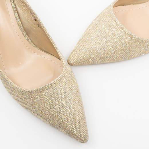 Scarpe Décolleté Glitter Oro con Tacco a Clessidra