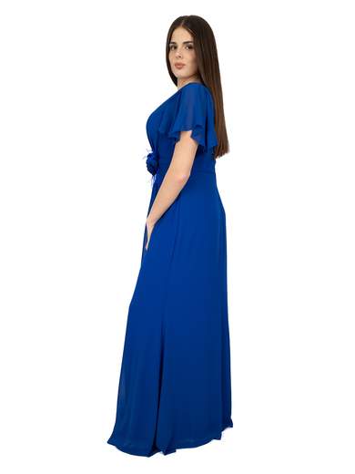 Empire Style Long Evening Dress with Flower at the Waist