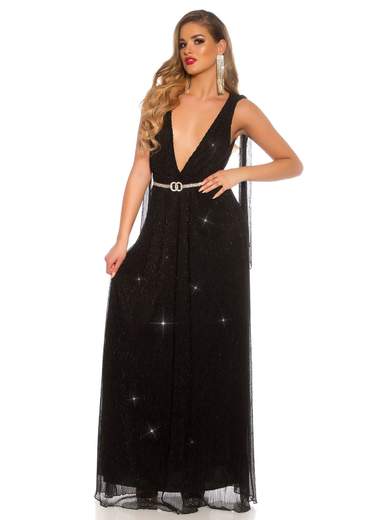 KOUCLA Abito lungo glitterato con scollatura profonda 0000K20094