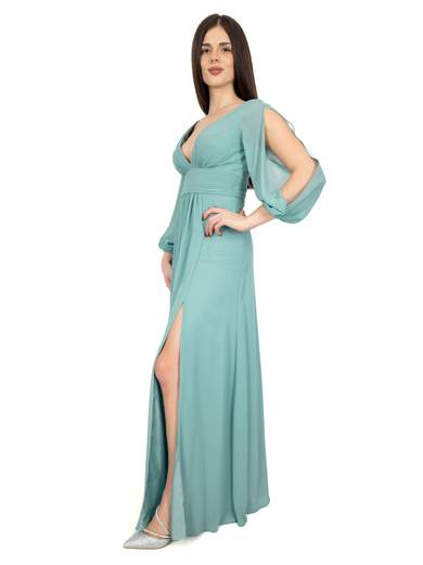 Bianca Brandi Abito Lungo Cerimonia Elegante Stile Impero Per Damigella Con Spacco