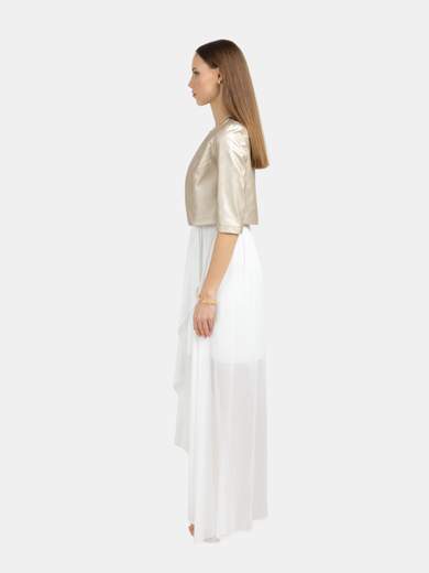 Coprispalle donna elegante cerimonia in similpelle effetto metallizzato