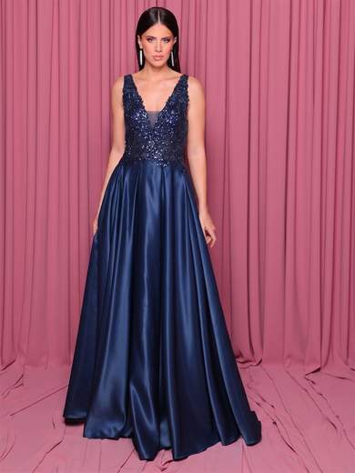 Bianca Brandi Curvy Abito Lungo da Cerimonia con Paillettes e Mikado 29414M