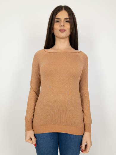 STRABELLO Maglia Scollo A Barchetta Donna Manica Lunga In Lurex