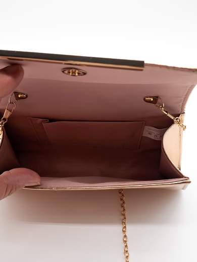 Shiny Bronze Elegant Ceremony Clutch Bag with Chain
