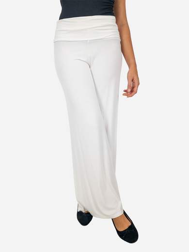 Pantaloni sportivi elasticizzati a palazzo in viscosa con fascia vita alta