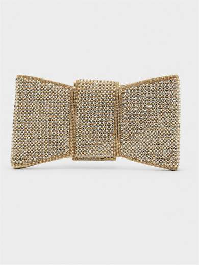 Pochette da cerimonia con strass e catenella staccabile