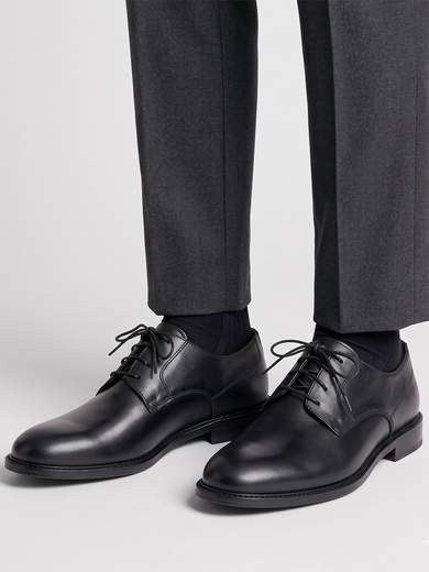 RD COMPANY Scarpa Derby Classica in Vera Pelle di Vitello Nera AB2095-DERBY
