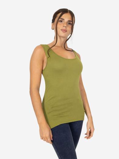 Slim Fit Women’s Tank Top with Wide Straps in Stretch Viscose