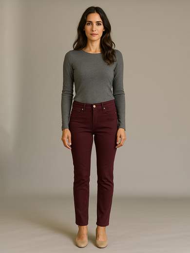 Emanuela Costa Jeans donna in fustagno elasticizzato a 5 tasche vita medio alta gamba dritta EC6833