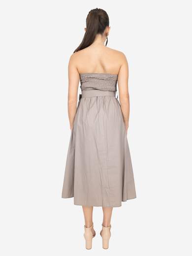 Women's cotton summer dress with belt – Strapless