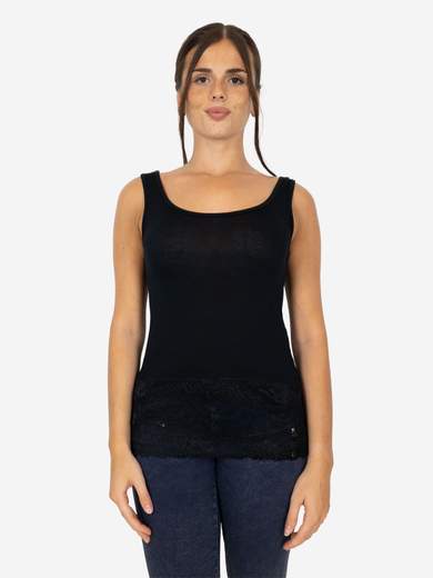Canotta Donna Slim Fit con Pizzo in Fondo – Modello Corto Elasticizzato