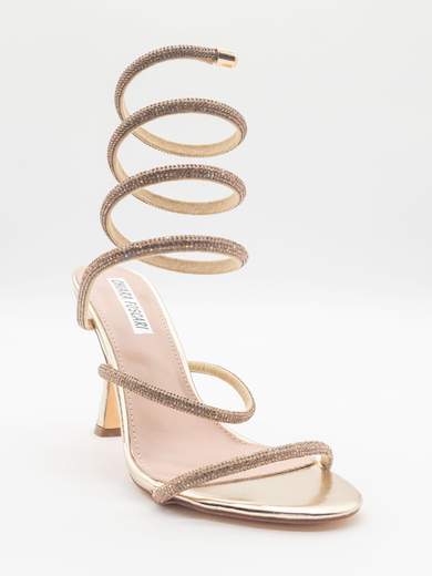 CHIARA FOSCARI Sandalo gioiello oro con spirale e strass - Tacco a clessidra 10,5 cm A1-207-ORO