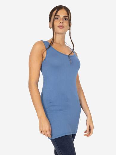 Women's Long Slim Fit Tank Top – Basic Stretch Viscose Model