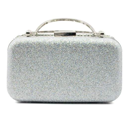 Pochette Cerimonia Argento Glitter e Strass