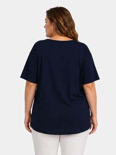 Maxi Curvy T-shirt in 100% Cotton with Artistic Print