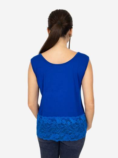 STRABELLO Canotta Donna Spalla Larga con Bordo in Pizzo Oversize CAN-06