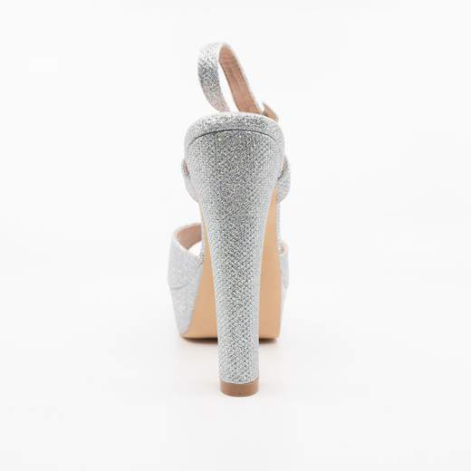 Sandali Argento Cerimonia Eleganti Con Plateau E Tacco Largo