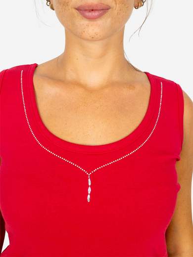 PERLARARA Canotta donna 100% cotone con strass Perlarara Made in Italy C81-25