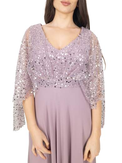 Long empire-waist chiffon formal dress