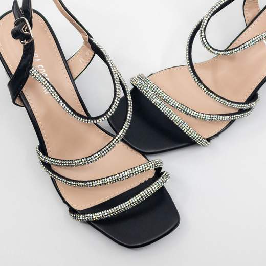 Sandali Eleganti Donna con Strass – Modello BJL-21-NERO