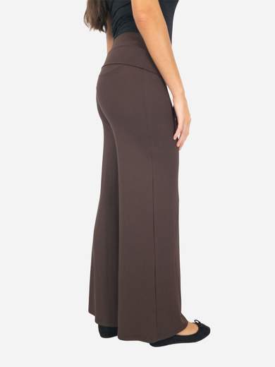 Pantaloni sportivi elasticizzati a palazzo in viscosa con fascia vita alta