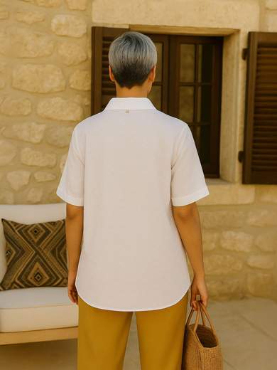 PERLA Camicia bianca in pizzo sangallo 100% cotone Made in Italy 13-25299