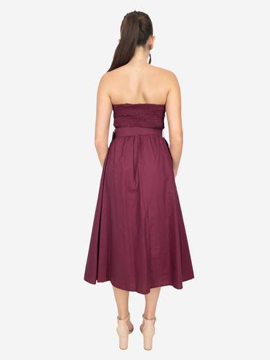 Women's cotton summer dress with belt – Strapless