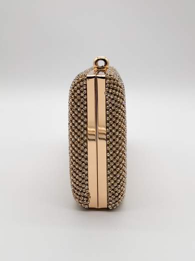 Gold Rhinestone Clutch for Weddings and Evening Events with Strap MM0025-ORO