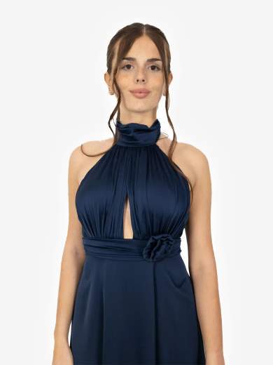 STRABELLO CERIMONIA Abito lungo da cerimonia in raso con scollo all’americana e spacco A29699-4398-ARINA