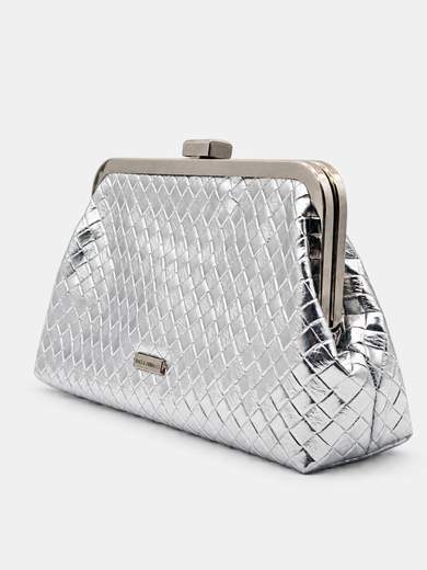 Pochette Argento Elegante da Cerimonia con Doppia Catenella