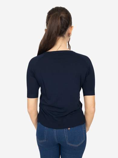 Maglia donna girocollo slim fit manica corta con spacchetti laterali