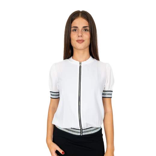 CARMEN Blusa Donna Elegante in Georgette Maniche Corte a Sbuffo