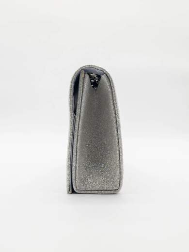 Pochette da sera glitter argento con tracolla in catena HD1283-ARGENTO