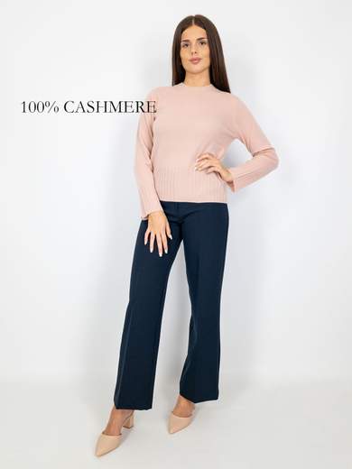 Intreccio Maglia in Puro Cashmere Girocollo Donna Elegante