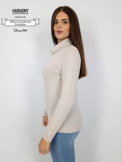 BLUE JOINT Maglia Lana Merino Extrafine A Dolcevita Donna Made In Italy