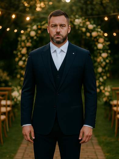 Simone Laffor Abito Uomo da Cerimonia in Fresco di Lana 100’s con Gilet EOE10129-D6