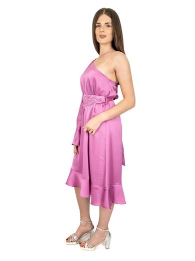 Vestito Cerimonia Elegante Donna Corto Monospalla Semplice