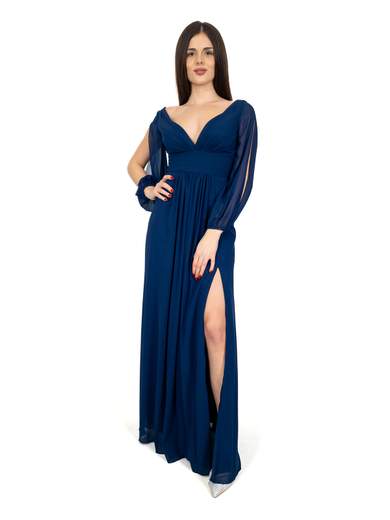 Bianca Brandi Abito Lungo Cerimonia Elegante Stile Impero Per Damigella Con Spacco