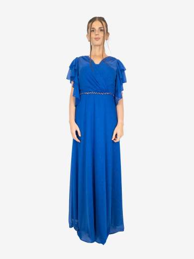 Abito curvy da cerimonia lungo con strass e stola – Taglie comode