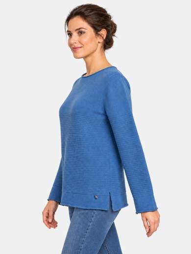 Textured viscose blend crew neck top