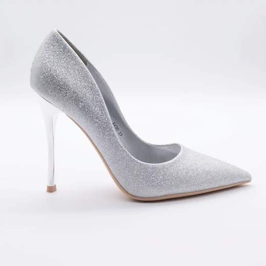 FIORI E SPINE Décolleté argento glitter con tacco 11 cm 8430-ARGENTO