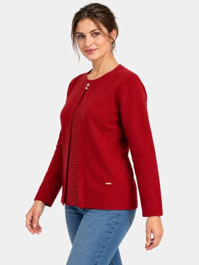 Maglia a girocollo finto twin set con strass