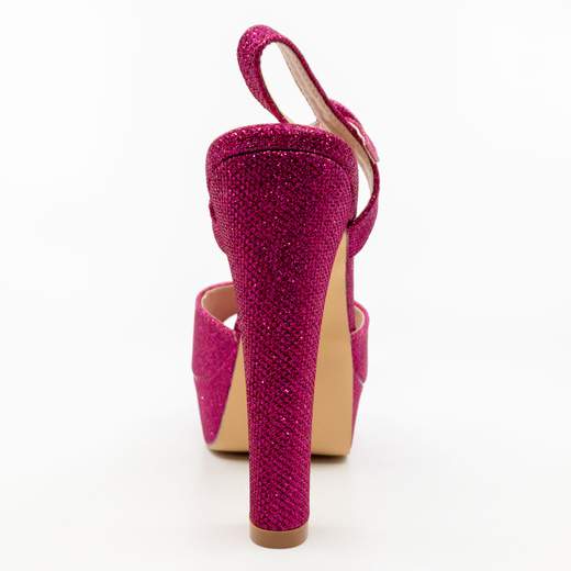 Chiara Foscari Sandali Fucsia Eleganti Glitterati  Con Tacco Alto E Plateau AHH-136-FUCSIA