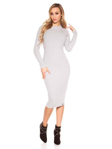 KOUCLA Abito in Maglia Lungo Midi con Schiena Scoperta Sexy