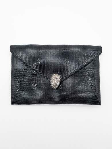 Black Ceremony Clutch with Rhinestones and Jewel Closure