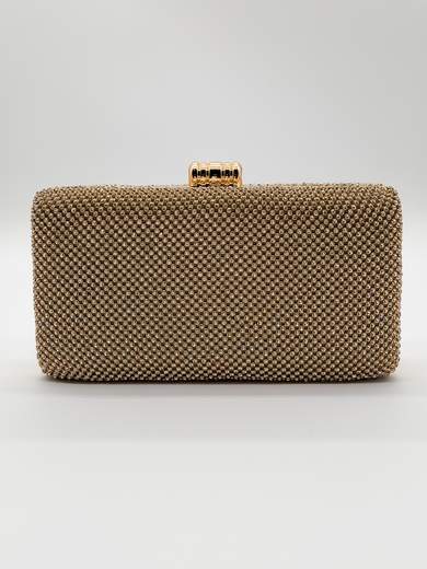 Gold Rhinestone Clutch for Weddings and Evening Events with Strap MM0025-ORO