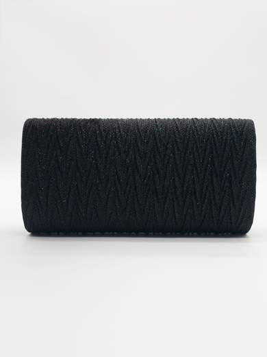 Pochette da cerimonia nera elegante con glitter e tracolla