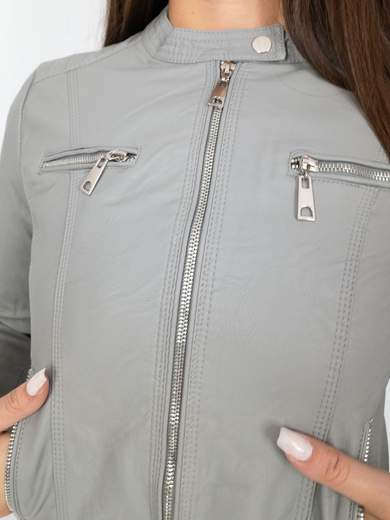 Giacca Ecopelle Corta Donna Slim Fit Con Manica Lunga E Zip