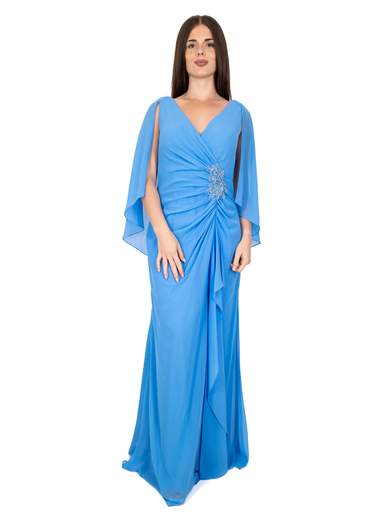 ALLURE Vestito Da Cerimonia Elegante Donna Taglie Forti Con Spacco E Maniche