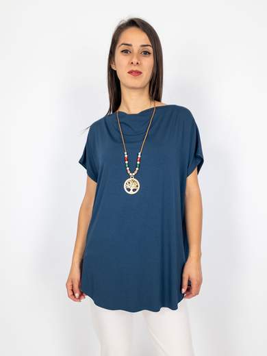 BLUE JOINT T-shirt Donna In Viscosa Basic Oversize Mezze Maniche